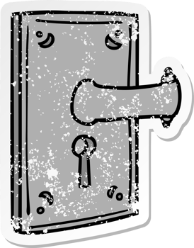 distressed sticker cartoon doodle of a door handle png