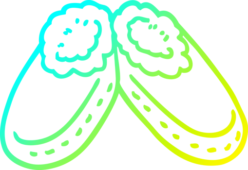 cold gradient line drawing cartoon comfy slippers png