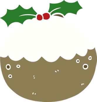 flat color style cartoon christmas pudding png