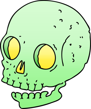 quirky gradient shaded cartoon skull png