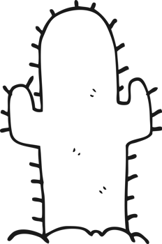 black and white cartoon cactus png