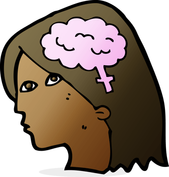 cartoon female head with brain symbol png