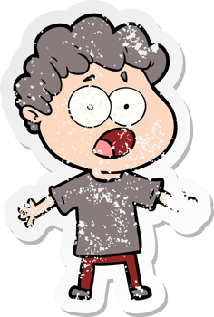 distressed sticker of a cartoon man gasping in surprise png