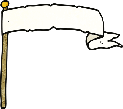 cartoon doodle waving white banner flag png