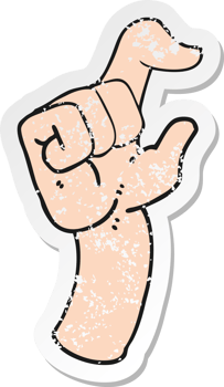 retro distressed sticker of a cartoon hand making smallness gesture png