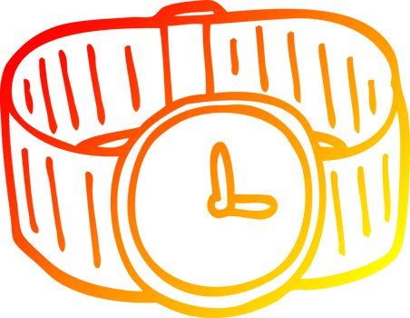 warm gradient line drawing cartoon gold wrist watch png