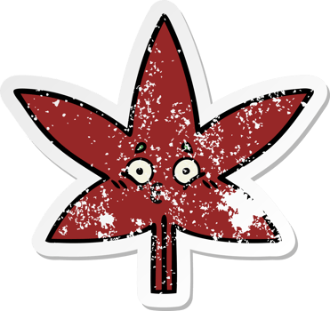 distressed sticker of a cute cartoon autumnal leaf png