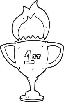 black and white cartoon sports trophy png