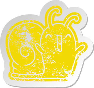 distressed old sticker kawaii happy cute snail png