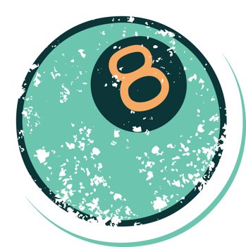 distressed sticker tattoo style icon of a 8 ball png