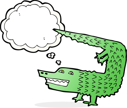 cartoon crocodile with thought bubble png