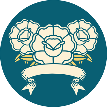 icon with banner of a bouquet of flowers png