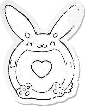 distressed sticker of a cartoon rabbit with love heart png