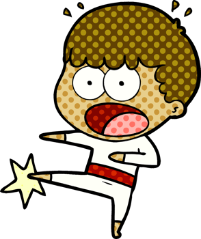cartoon boy karate kicking drawing png