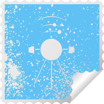 distressed square peeling sticker symbol satellite png