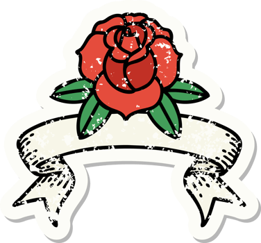 grunge sticker with banner of a flower png