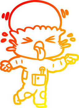 warm gradient line drawing weird cartoon alien pointing png