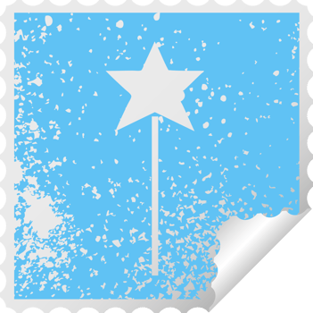 distressed square peeling sticker symbol star wand png