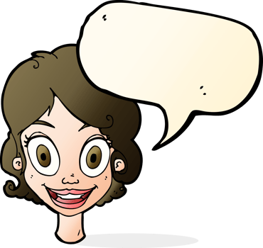 cartoon happy woman with speech bubble png