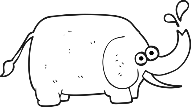 black and white cartoon elephant png
