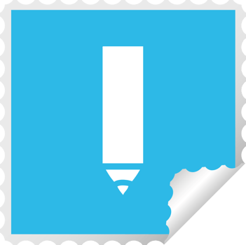 square peeling sticker cartoon red pencil png