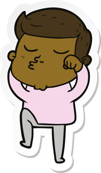 sticker of a cartoon model guy pouting png