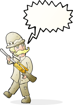 cartoon big game hunter with speech bubble png