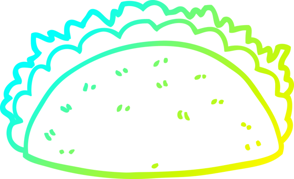 cold gradient line drawing cartoon taco png