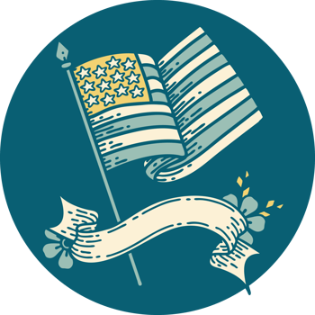 icon with banner of the american flag png