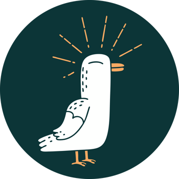 icon of tattoo style seagull bird png