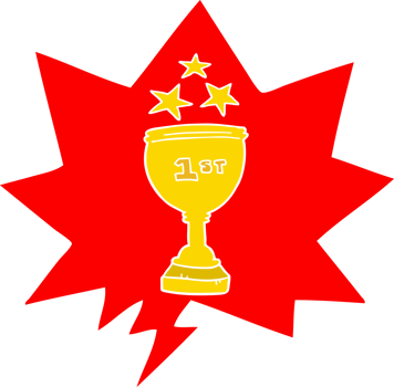 cartoon sports trophy and speech bubble in retro style png