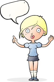 cartoon girl asking question with speech bubble png