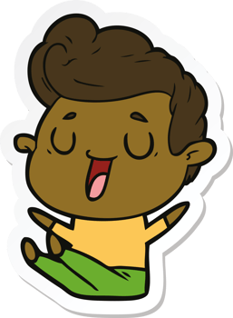 sticker of a happy cartoon man png