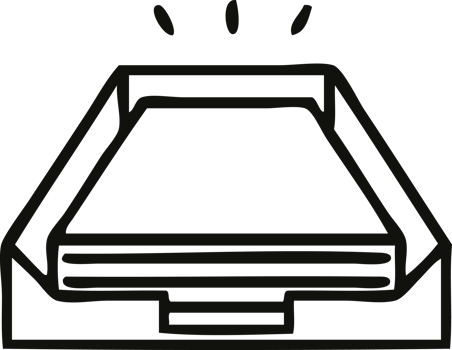 line drawing cartoon paper stack in tray png