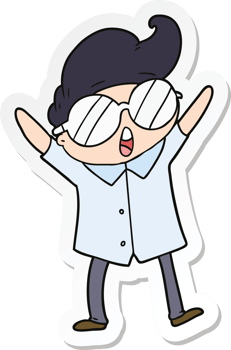 sticker of a cartoon boy wearing spectacles png