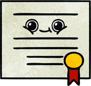 retro grunge texture cartoon graduation diploma png