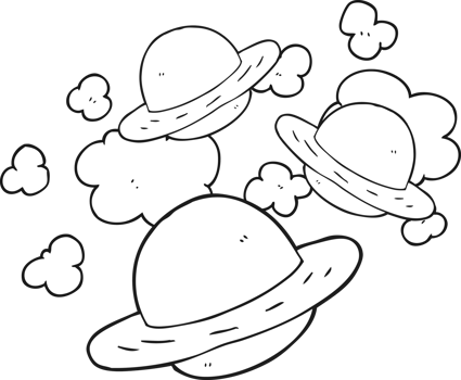 black and white cartoon planets png