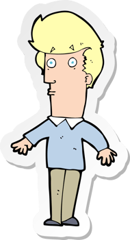 sticker of a cartoon startled man png