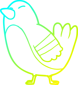 cold gradient line drawing cartoon bird png