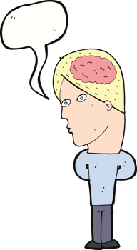 cartoon man with big brain with speech bubble png