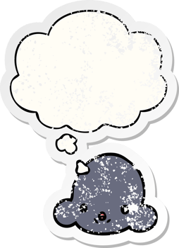 cartoon cloud and thought bubble as a distressed worn sticker png