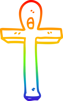 rainbow gradient line drawing cartoon ankh symbol png