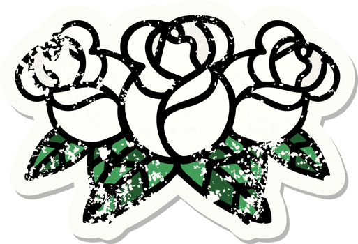 traditional distressed sticker tattoo of a bouquet of flowers png