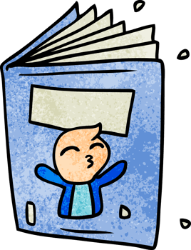 textured cartoon doodle of a magazine png