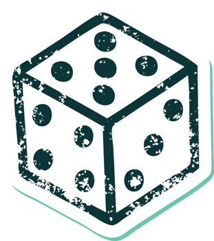 distressed sticker tattoo style icon of a dice png