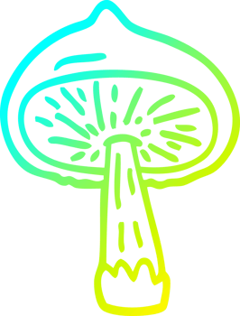 cold gradient line drawing cartoon mushroom png