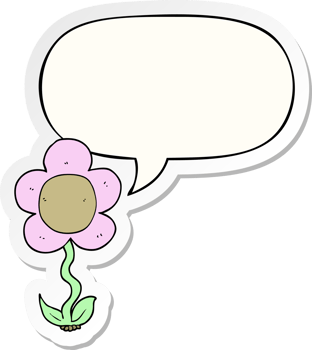 cartoon flower and speech bubble sticker png