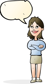 cartoon proud woman with speech bubble png
