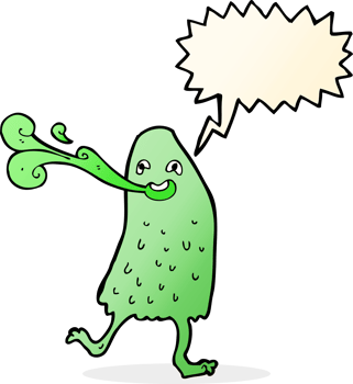 cartoon funny slime monster with speech bubble png