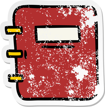 distressed sticker of a cute cartoon note book png